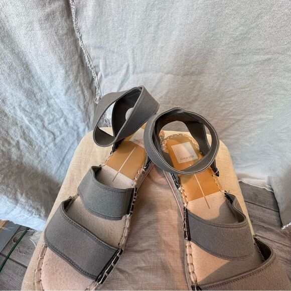 Dolce Vita Lury Espadrille Wedge Sandal Size 7.5M Grey Elastic Open Toe - Picture 7 of 9